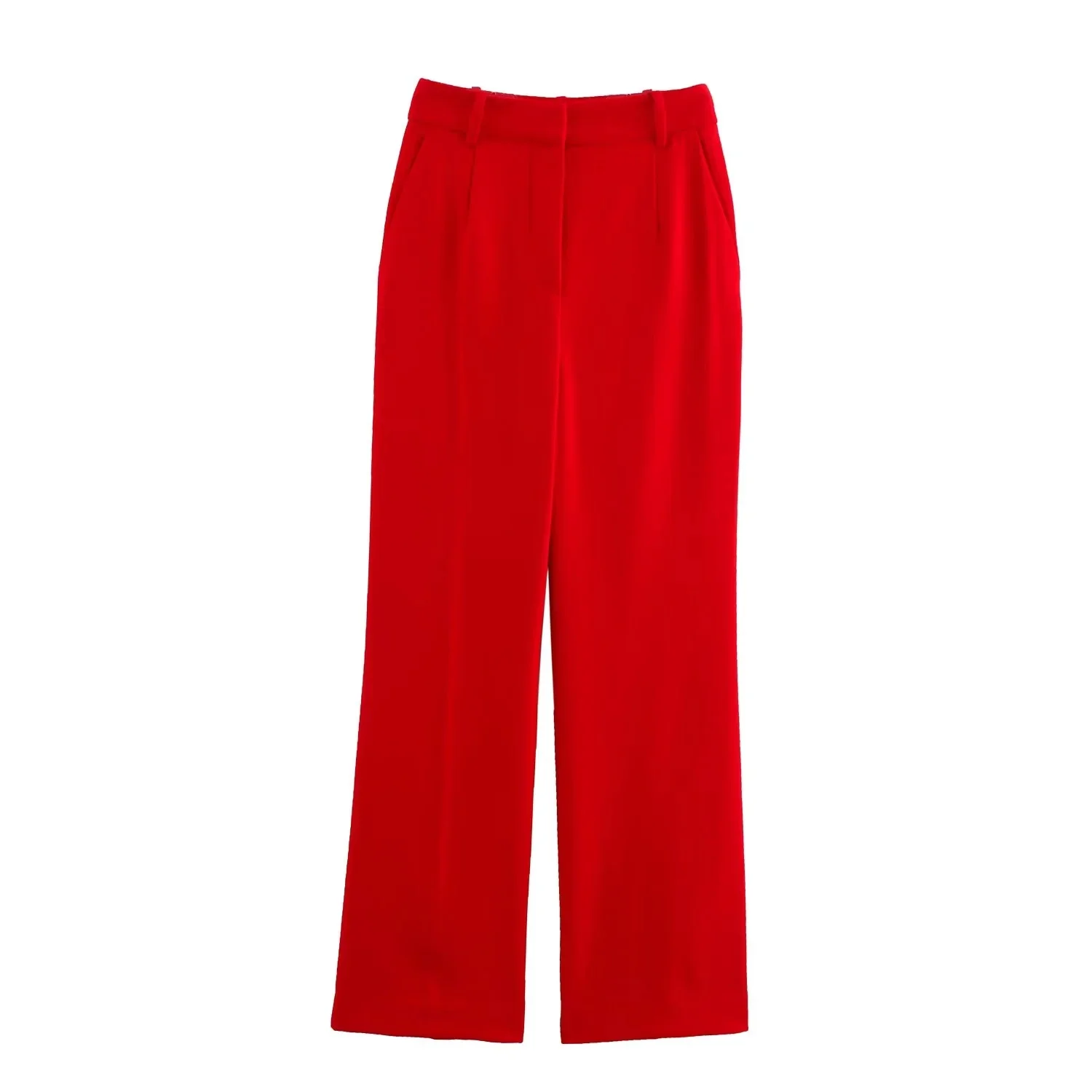 Lady Chic Red Vest Blazer Suit V Neck Sashes Sleeveless Blazer High Waist Wide Leg Pants Fashion Summer Sets