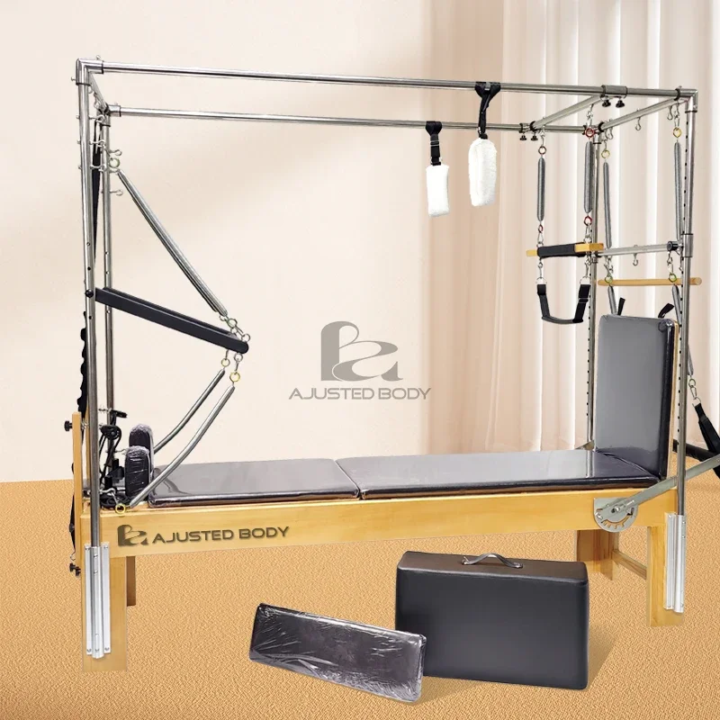 Three-in-one Multi-function Professional Wood Equipment Reformer Machine Oak Pilates Trapeze Table Cadillac Bed 3