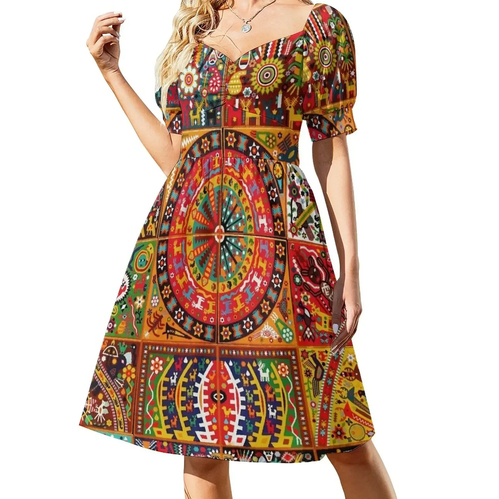 thumbnail image 1 of MEXICO ART Short-Sleeved Dress Bride dresses cocktail dresses women's clothing trend, 1 of 7