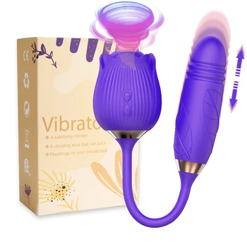 Rose Sucking Telescopic Vibrator Clitoris Vaginal Nipple Vibrating Sucker G-Spot Stimulating Masturbation Sexy Toy for Women 3