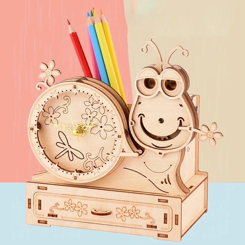 

Kids 3D 3-Dimensional Jigsaw Puzzle Early Education Advantage Intellectual Toy Snail Clock Music Box Pen Holder Puzzle
