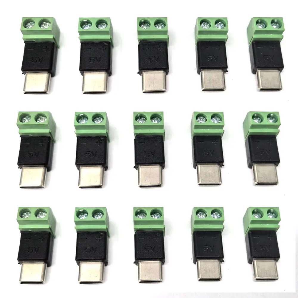 Lot De 5 Adaptateurs USB-C Mâle Vers 2 Broches Sans Soudure - 5V 3A, Alimentation Uniquement, Pour Bricolage électronique