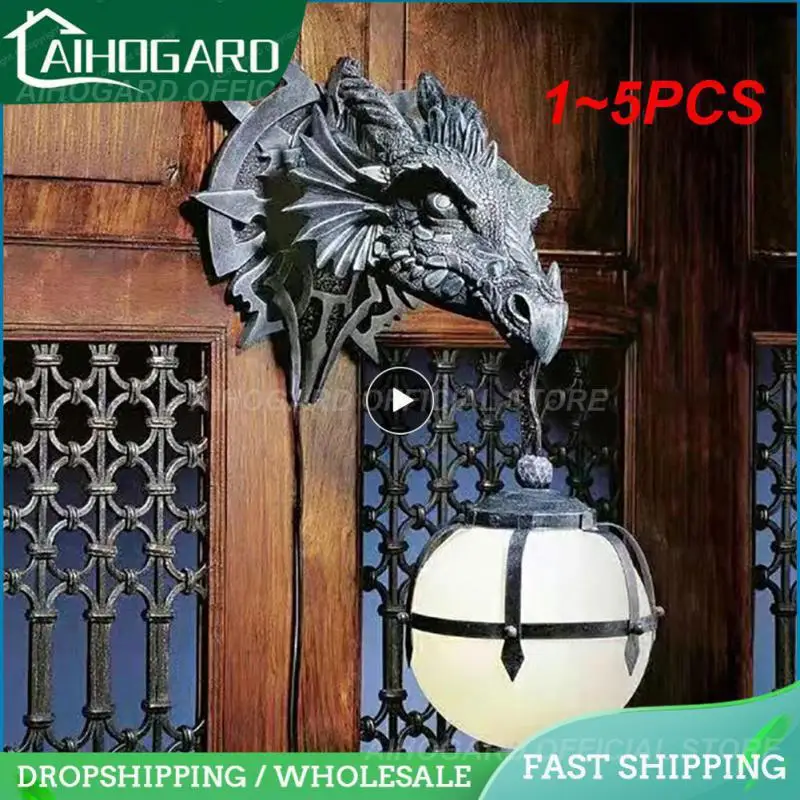 

1~5PCS Dinosaur Hanging Lamp Lantern Halloween Party Decoration ndustrial Style Resin Dragon Head Crafts Dragon Pendent Lamp