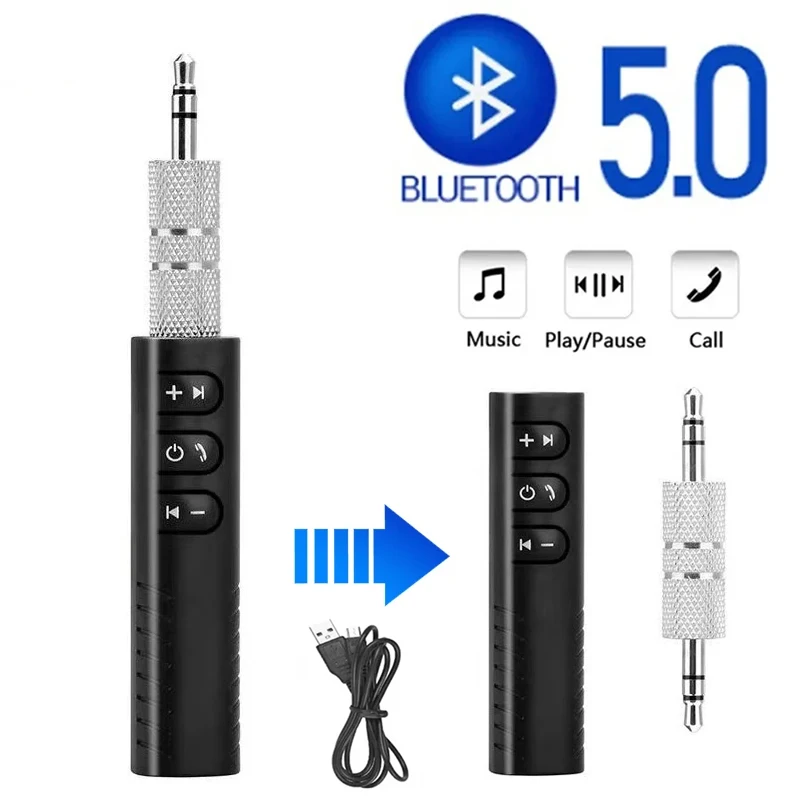 Black Plastic Bluetooth Audio Receiver for Wireless Music Streaming
