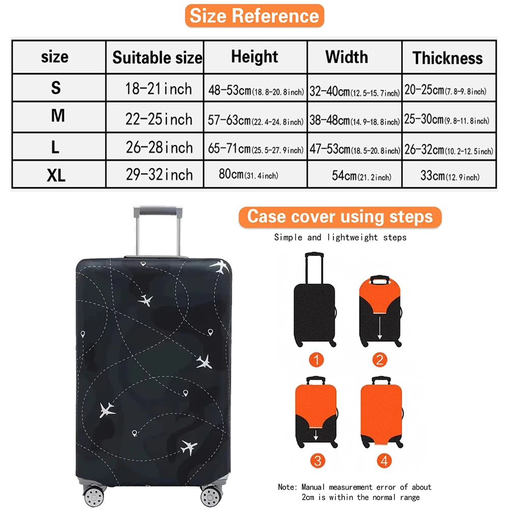 Travel Suitcase Cover Luggage Stretch Fabric Protective Covers Baggage Case Cove for 18-28 Inch Suitcases Text Series 2