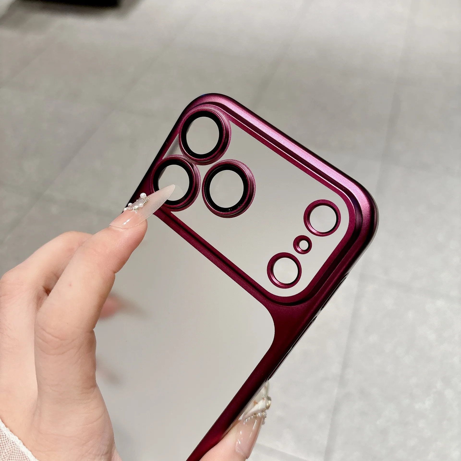Sleek Matte Plating Shockproof Phone Case with Transparent Camera Cover