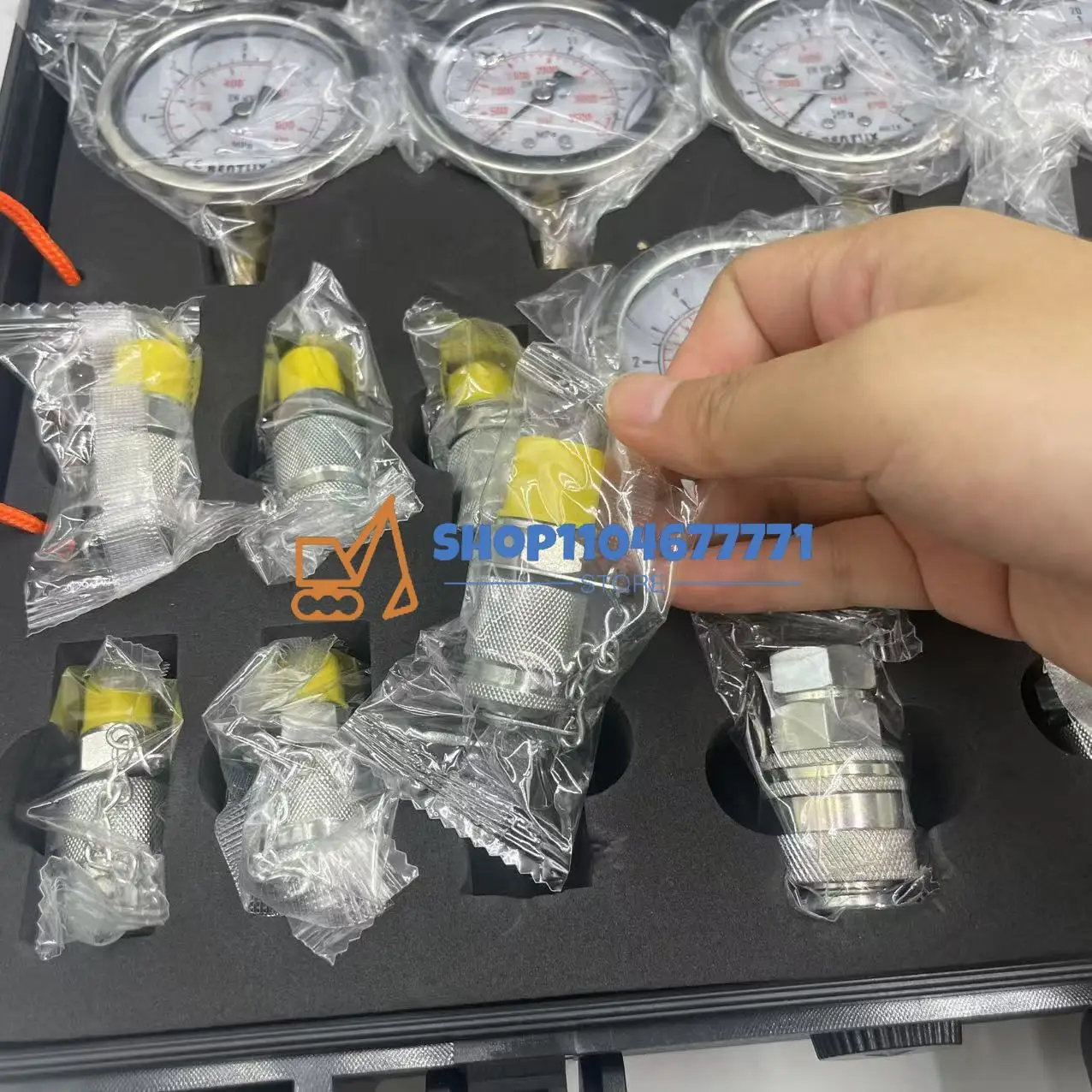 고품질 유압 압력 테스트 키트, 굴삭기 유압 테스트 게이지 세트(휴대용 케이스 포함, 굴삭기, 트랙터, 기계용)