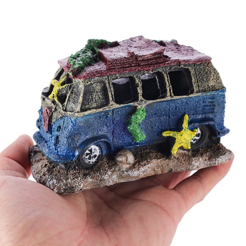 Aquarium Decoration Decorative Ornaments Resin Broken Bus Fish Tank Decoration Simulation Decorative Rocks Fish Tank Accessories fish tank ornaments fish tank decorations aquarium ornaments mini landscape ornaments glowing rocks