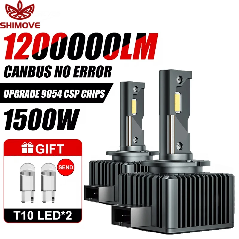 D1S D3S LED CANBUS หลอดไฟหน้าซีนอน D2S D4S D8S D1R D2R D3R เทอร์โบ 1200000LM อัตโนมัติซุปเปอร์ไบรท์ CSP ชิป 6000K โคมไฟรถ 1