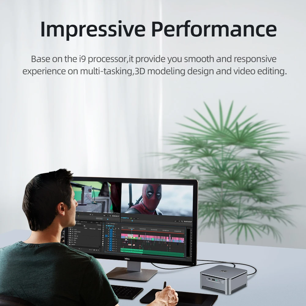 Mini PC i9-9880H 8 Cores 16 Threads 16GB/32GB DDR4 512GB/1000GB M.2 NVMe SSD 4K 60Hz Dual-band WiFi Windows 10
