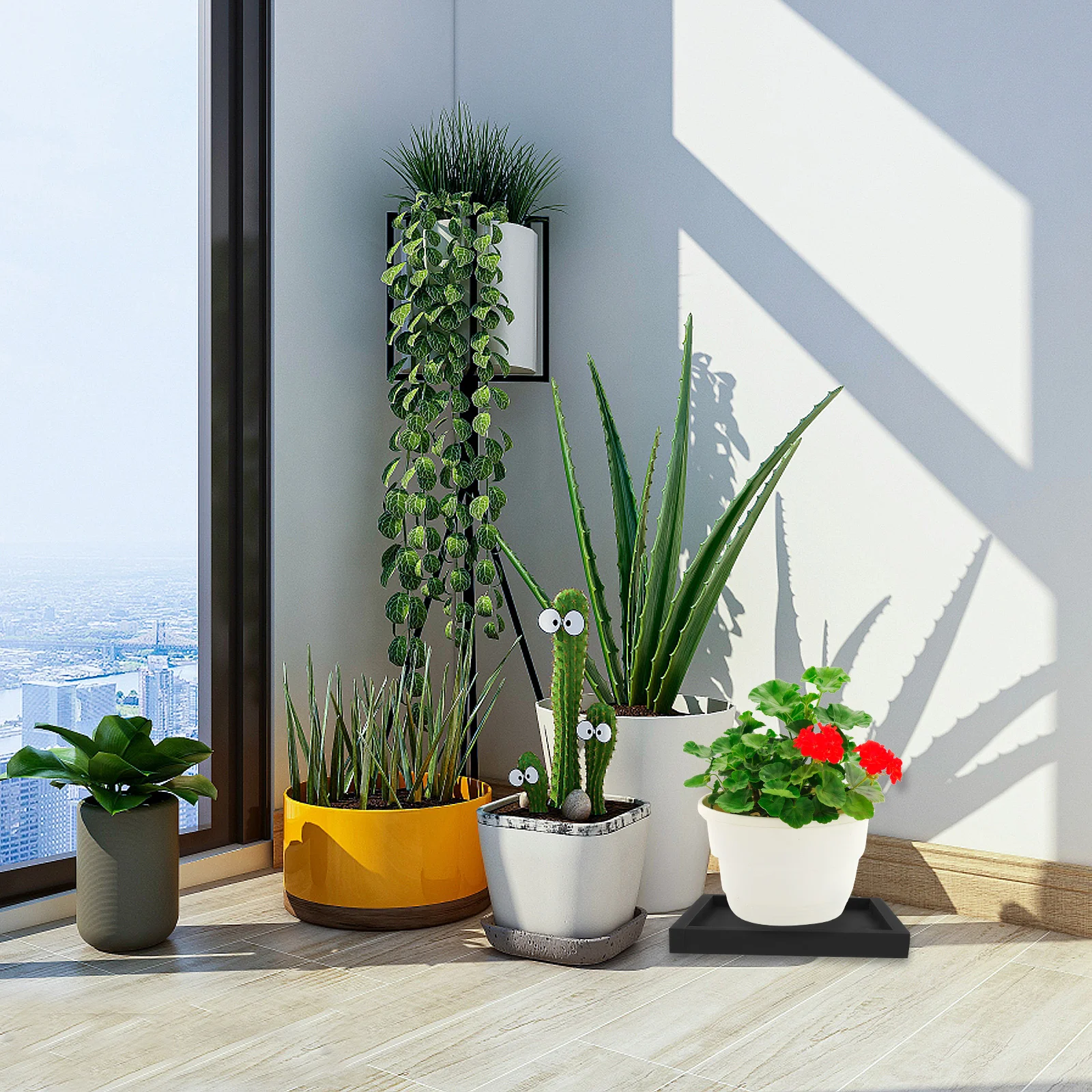 

Thick Square Plant Saucer 9 Inch Plastic Plant Water Catcher Trays Heavy Duty Potted Base Pots Indoor Flower Pot Outdoor Drip
