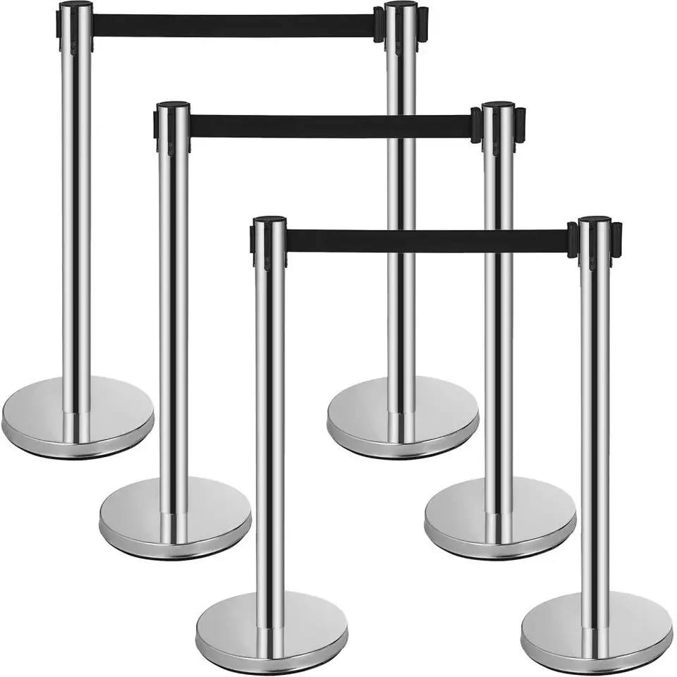 Stainless Steel Crowd Control Stanchions with Retractable Belts