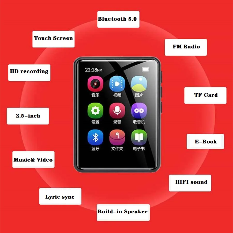 Portable Bluetooth Mp3 Player Speaker Walkman Touch Screen Mp3 Music