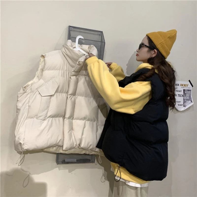 Casual Sleeveless Women Vests Jackets Autumn Winter Women Fashion Stand Collar Elegant Coats Loose Zipper Warm Padded Outerwear - Image 5