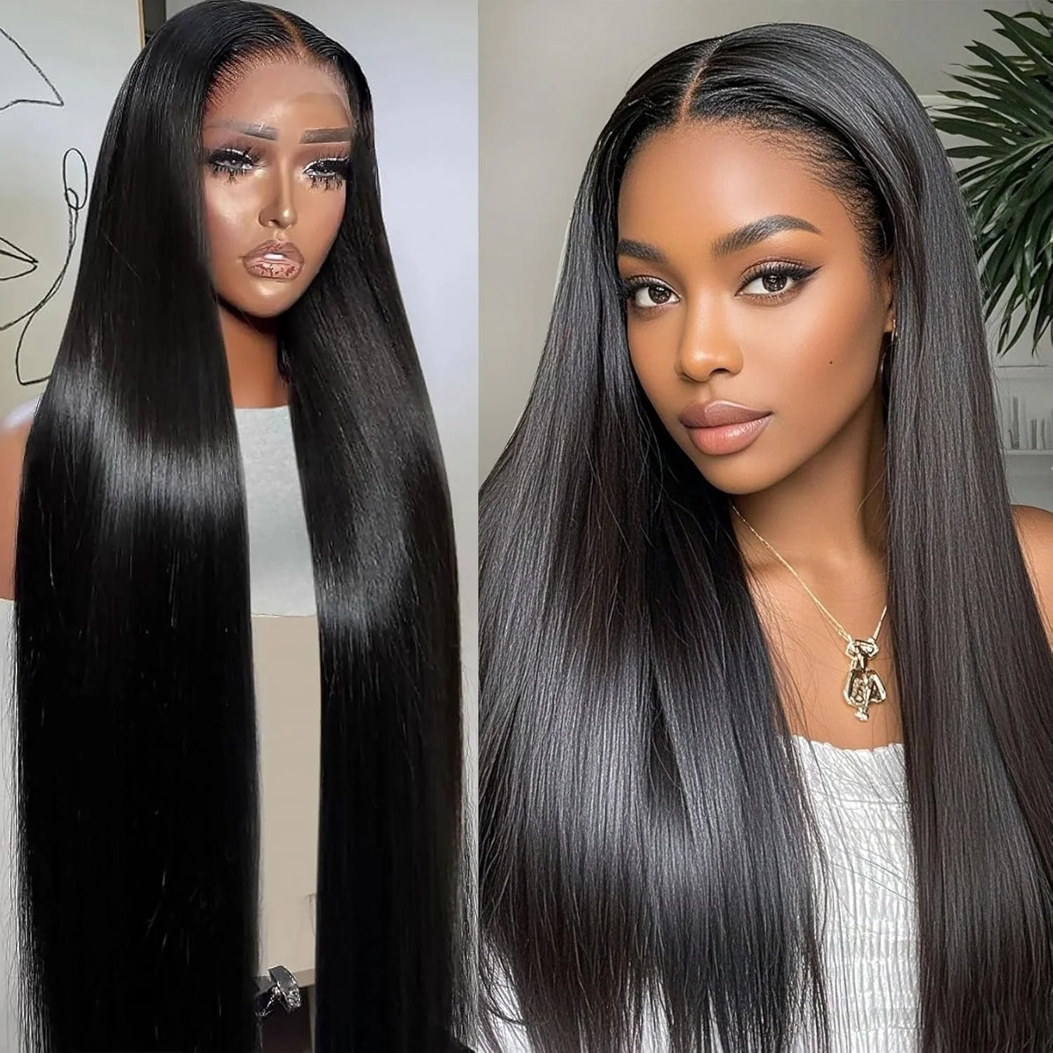 200 Density Bone Straight Lace Front Echthaarperücken 13x6 HD Lace Echthaarperücke für Damen, Echthaarperücken – Detail 5