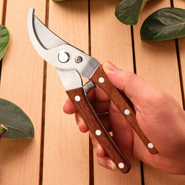 Solid Wood Shears Carbon Steel Sharp Curved Pruners Plant Grafting Floral Trimming Non-Slip Handle Garden Manual Scissors 5