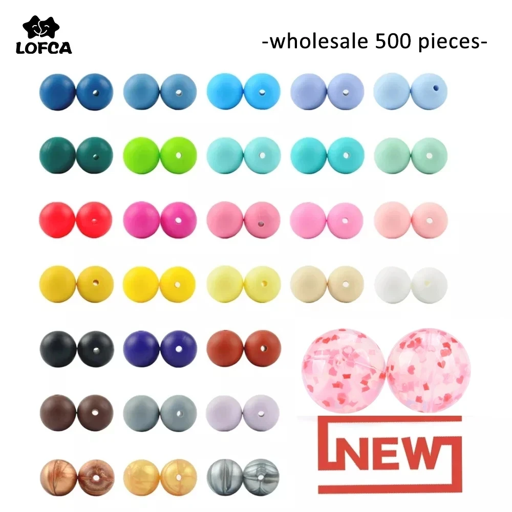 Silicone Bead Wholesale 500pcs/lot Silicone Beads 12mm & 15mm Round Shape  Baby Teether Silicone BPA Free DIY Teething Accessory