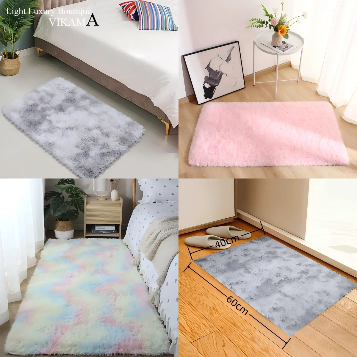 VIKAMA Hygge Haven Carpet High Pile Shag Carpet Non-Slip Cloud Flooring Scandinavian Bedrooms Gallery-Level Art Spaces shaggy rugs floor mat
