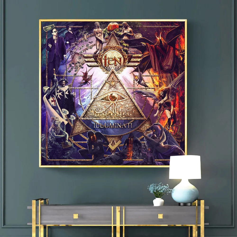 

Illuminati Triangle Eye Symbol Canvas Wall Art Posters And Prints Mysterious Group Decorative Painting Pictures For Living Room