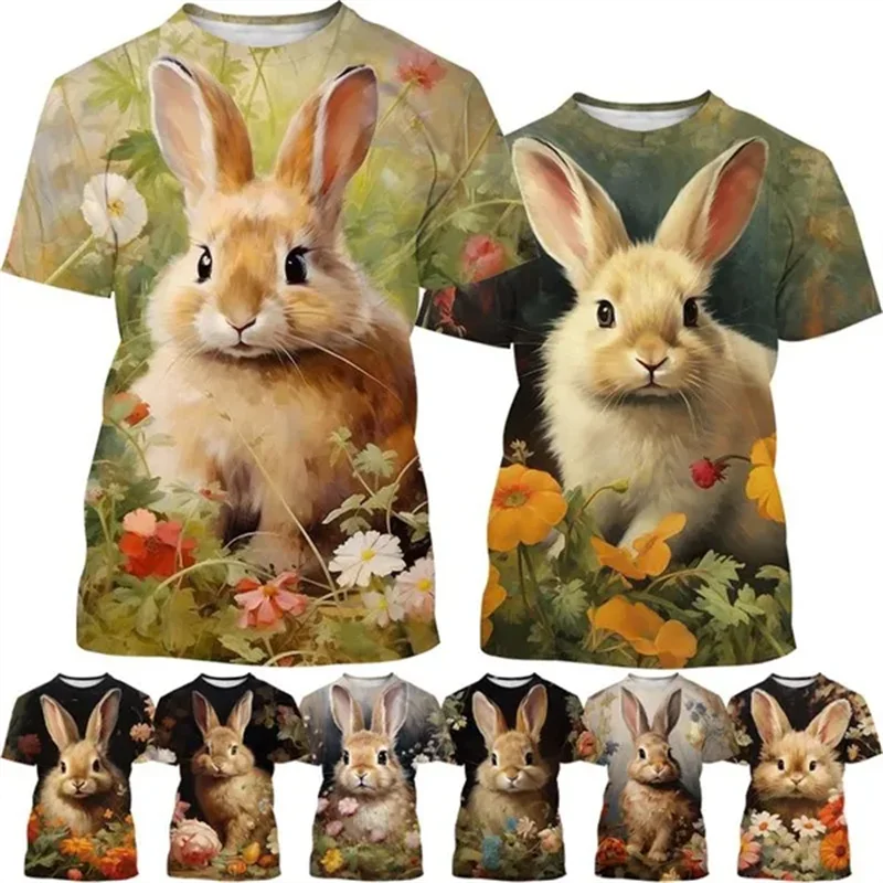

Newest Fashion Funny Cute And Cool Rabbit 3D Printed T-shirt Casual Short Sleeve Personality Hip Hop Tops Men's T Shirts Apparel