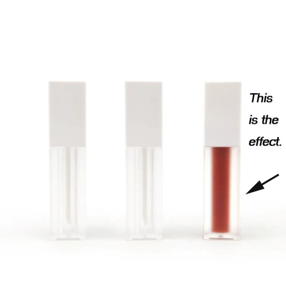 New 5ml Empty Lip Gloss Tubes Square Black,white Lid Clear Lip Glaze