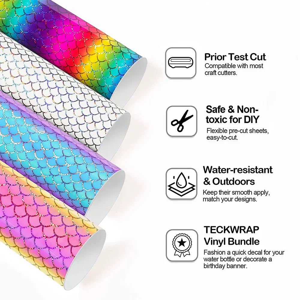 12x10 Inch Holographic Opal Chrome Vinyl 4 Sheets Permanent Adhesive Film for Cameo DIY Craft Cups Glass Decor & Party Stickers