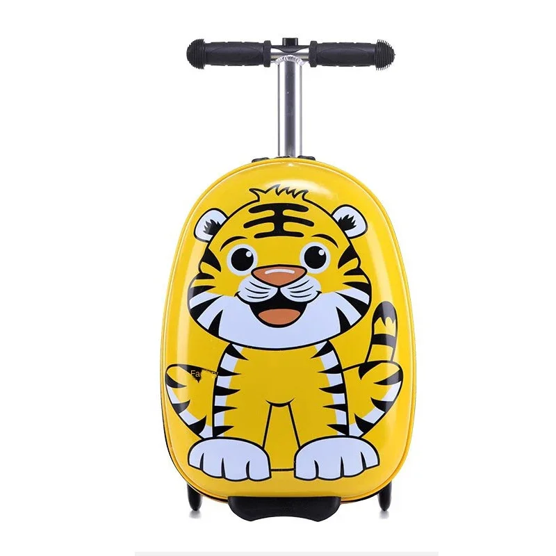 

Cute Luggage Children's Scooter Folding Trolley Box Baby Suitcase Student Cartoon Bag 18" Hard Shell Waterproof Zipper Model