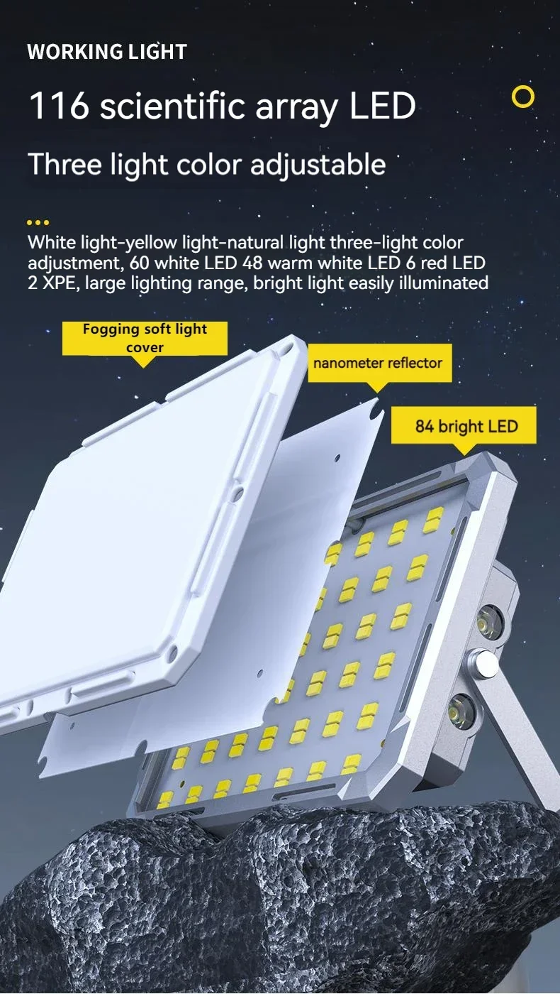 Description Picture 6 of itemPortable LED Camping Tent Light Rechargeable Searchlight High Power Outdoor Emergency Lighting Waterproof Hanging Night Lamp