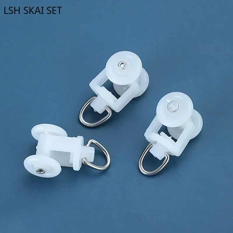 30pcs Curtain Track Accessories Plastic Roller Straight/bent Track Shower Curtain Hook Ring Pulley Household Hardware