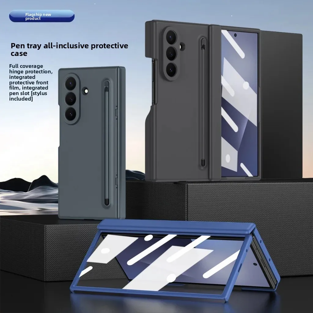 Deluxe TriFold Phone Case with Tempered Glass & Stylus Holder