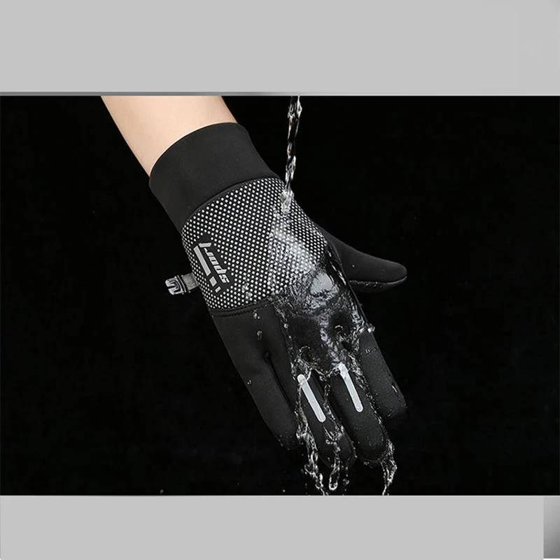 Motorcyclist Cycling Gloves Winter Fleece Gloves Men's Three Finger Clamshell Warm Fishing Anti-Slip Waterproof Gloves Sports 6