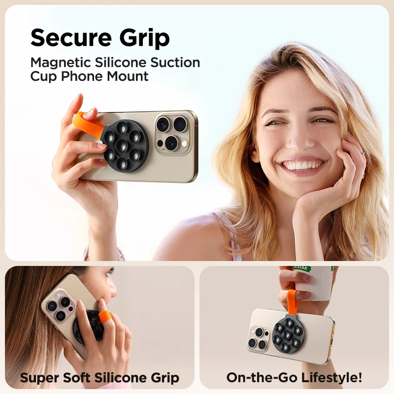 Joyroom Magnetic Suction Cup Phone Mount Hands-Free Mirror Shower Silicone Suction Phone Case Grip Stand Holder For iPhone 15 14