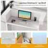 Reception Desk with Light, 55-Inch Front Desk with Cable Grommets, Modern Retail Counter Table for Salon, Lobby, Shop 5