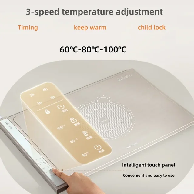 220V Silicone Material Electric Beverage Warmer Foldable Heating Plate Automatic Temperature Control and Non-Slip Base Timing 3