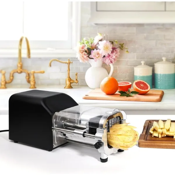 Befano Electric French Fry Cutter, Upgrade Lid Control Version with 1/2 Inch and 3/8 Inch Blade. 300w Commercial Grade