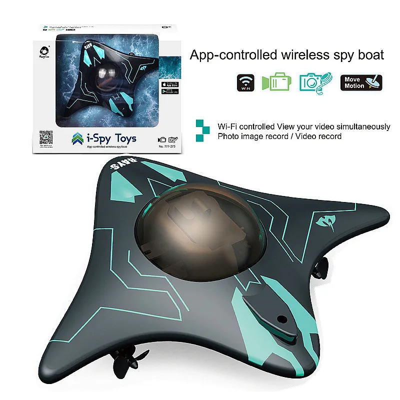 Rc Boat with Camera 6Ch Bionic Devilfish Mini Wifi App Real-Time Remote Control Ship Waterproof Outdoor Pool Toys Kids Gift