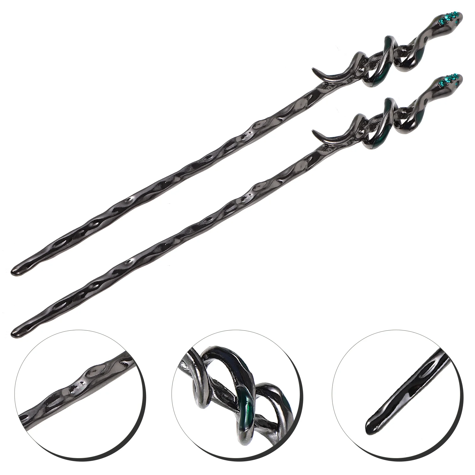 2 Pcs Vintage Hairpin Clips Womens Sticks Fork Snake Zinc Alloy Chopsticks Accessories Women's 5