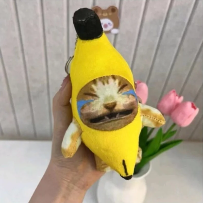 2023 pianto Banana gatto peluche ciondolo carino Banana gatto bambola con suono giocattolo portachiavi auto borsa divertente ciondolo portachiavi regali nuovo