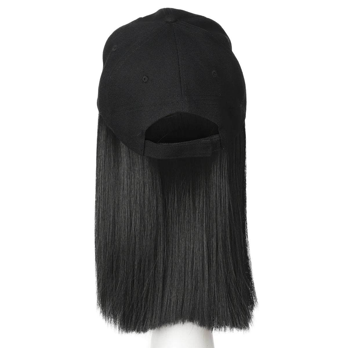 Synthetic black cap short straight hair wig women's heat-resistant and affordable wig hat short hair styling