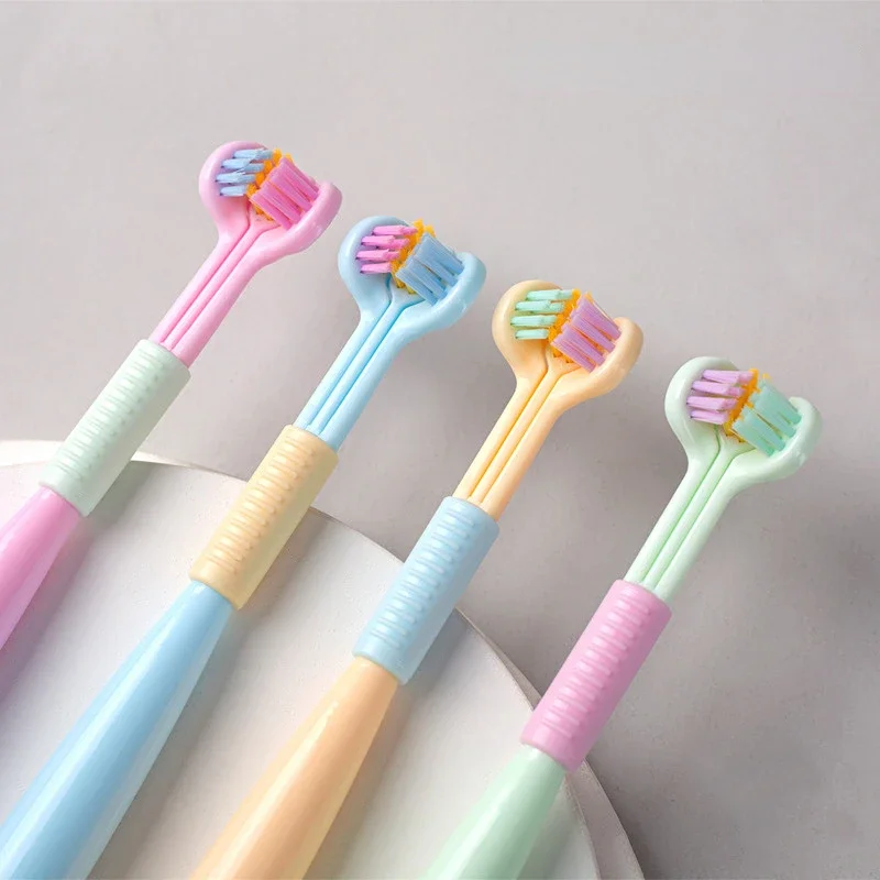 Three Side Soft Toothbrush Baby Oral Health Care Antiskid Handle Kids 360&deg; Clean Tooth Teeth Clean Brush Dental Care 3-12Y