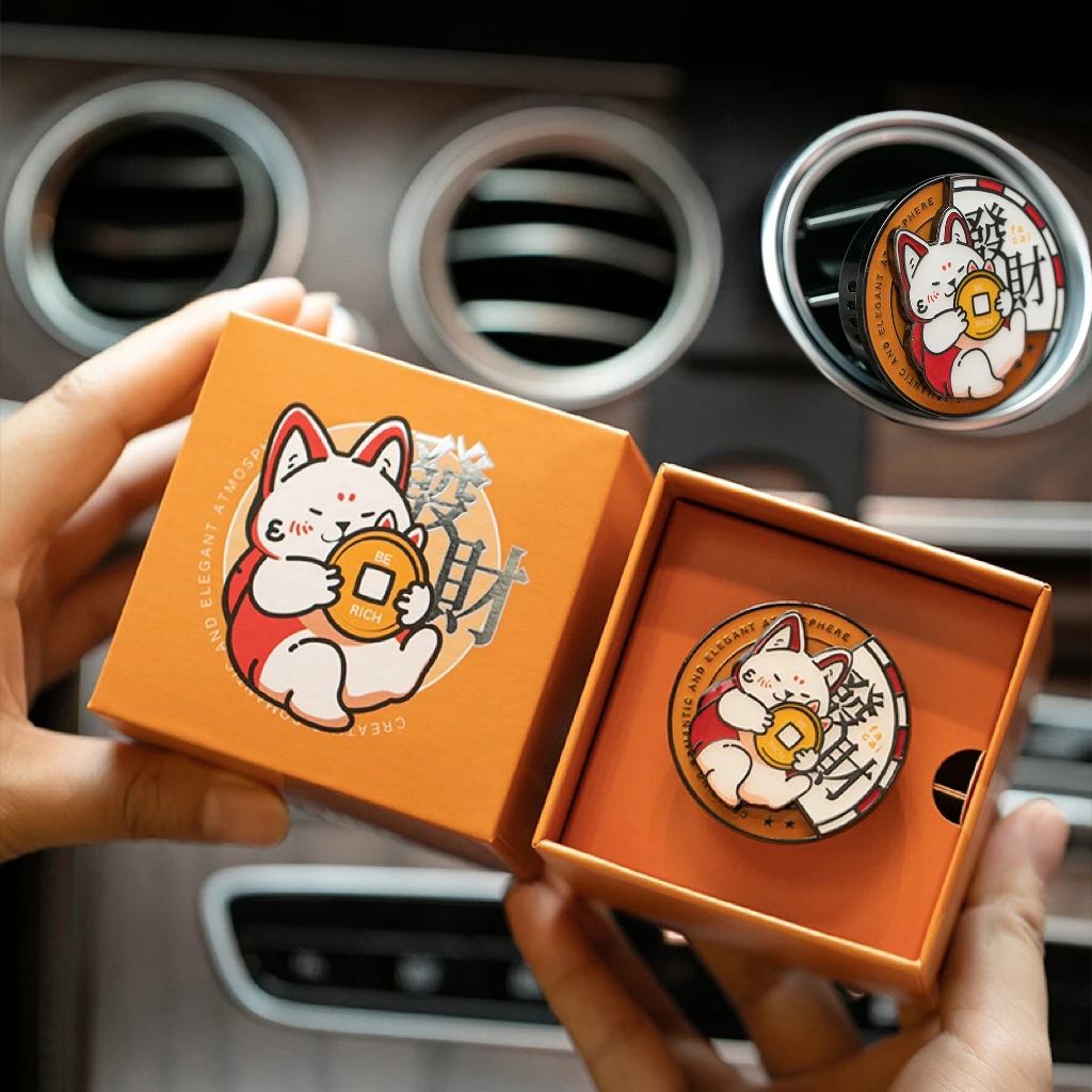 Lucky Cat Car Perfume Air Outlet Perfume Car Fragrance Gift Box 2pcs Of Durable Fresh Aromatherapy Decoration