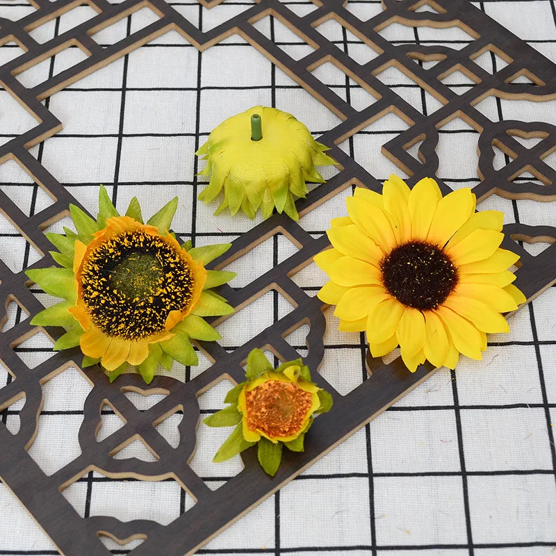 Sunflower Head Artificial Flower Decorations - Pack of 5/10/20 for Home and Window Décor