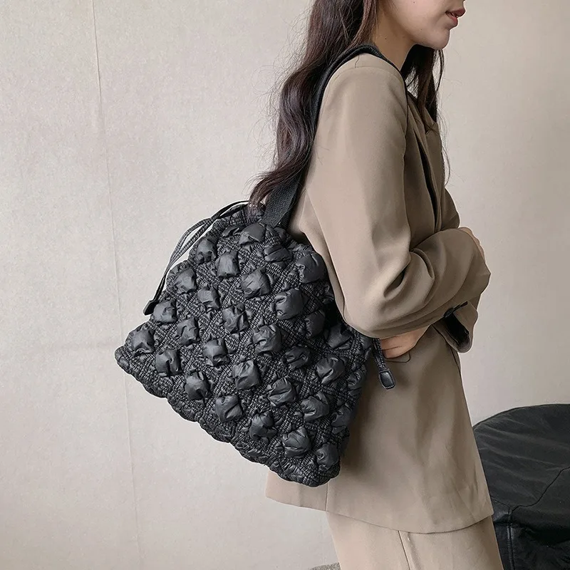 Shoulder Bag New Korean Style Fashion Cloud Diamond Lattice Tote Casual Shopping Large Capacity Daily Commuter Sweet Handbag