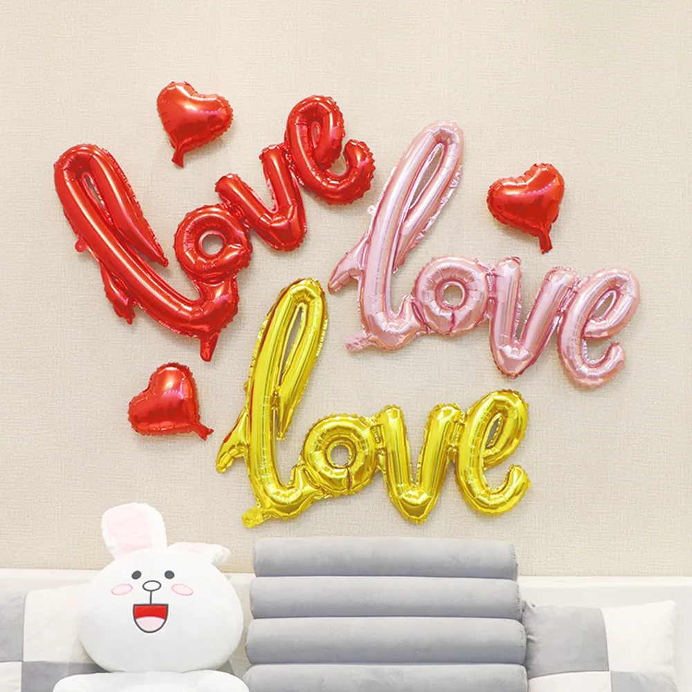 108cm LOVE Letter Foil Balloon Wedding Valentines Anniversary Birthday Party Decoration Champagne Cup Photo Booth Props