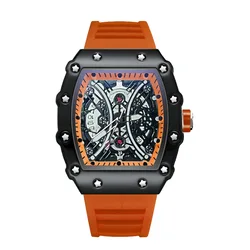 Men's Light Luxury Night Glow Fashion Sports Watch with Wine Barrel Dial and Calendar (Orange1)