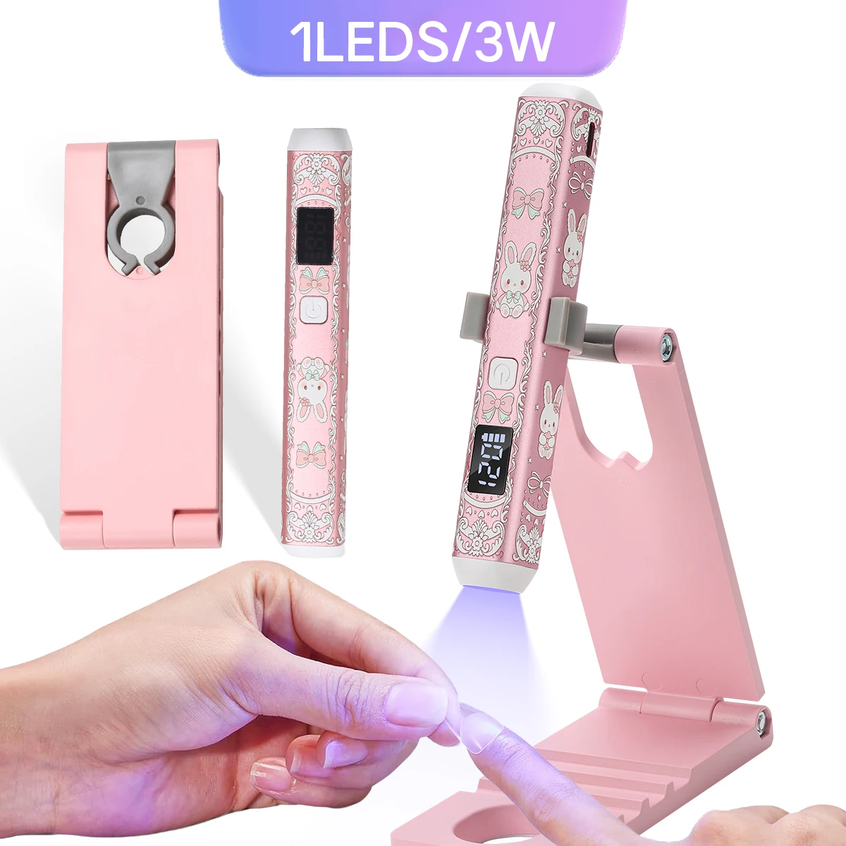 다이아나뷰티 5-IN-1 무선 네일 램프, 조절 가능한 스탠드, LCD 디스플레이, 충전식, 빠른 건조 기능이 있는 휴대용 UV 라이트 네일 드라이어