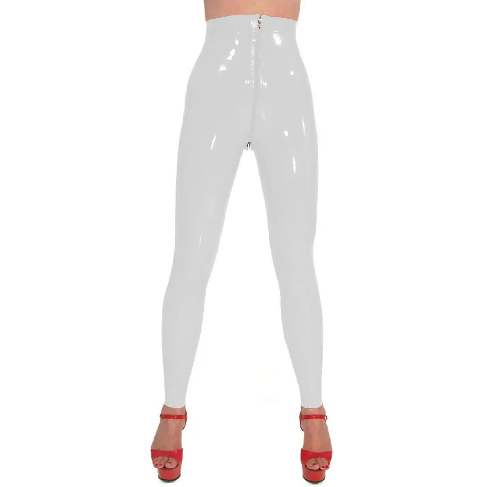 Leggins In Pelle Effetto Lucido A Vita Alta Con Zip | Pantaloni Elasticizzati Donna Per Carnevale, Feste E Discoteca
