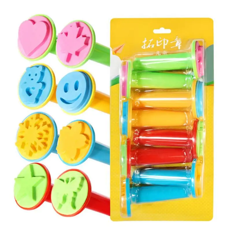 

Animal Flower Doodle Kids Education Drawing Baby Kindergarten Toys Scrapbooking Seal 8PCS Cute Children Cartoon Fun Stamp Toy