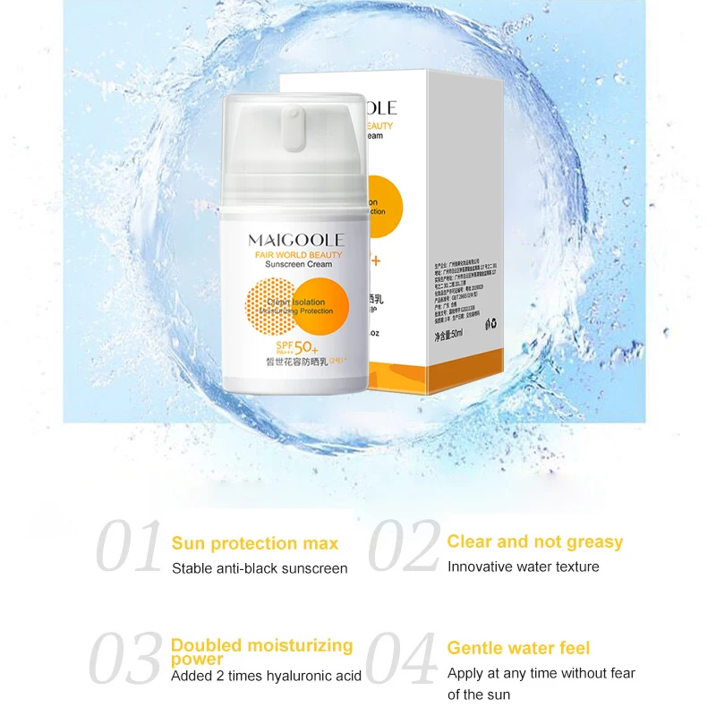 Facial Body Sunscreen Moisturizing Isolating Cream SPF50+ Sun Cream Isolating Ultraviolet Long Last Protection Skin Care 50ml