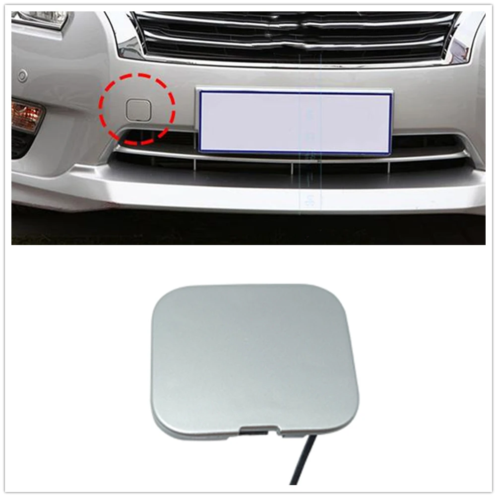 Per Nissan Altima 4 Door 2013-2015 Silver Car Tug Haul Plate Hole Piece Trailer Cap Paraurti Anteriore Tow Eye Hook Access Cover Trim